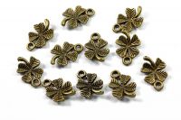 Kleeblatt Anhänger antikbronze, 10 Stk 